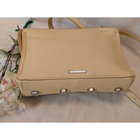 Rebecca Minkoff Crossbody Bag Buttery Yellow Leather Silver Accents Adj. Strap - Picture 11 of 11